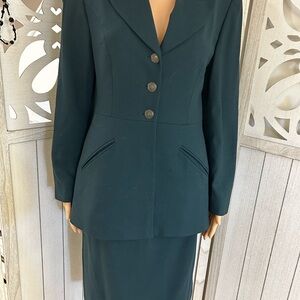 Jones New York Dark Teal Green Blazer and Skirt Set Size 6